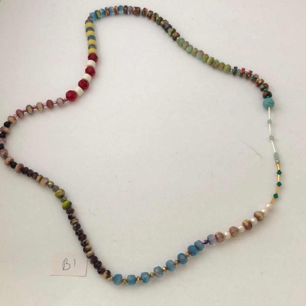 Segmented Bead Necklace Bright Colors (#B1)